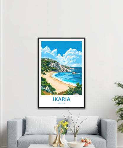 Ikaria Beach Travel Poster  - Azure Escape