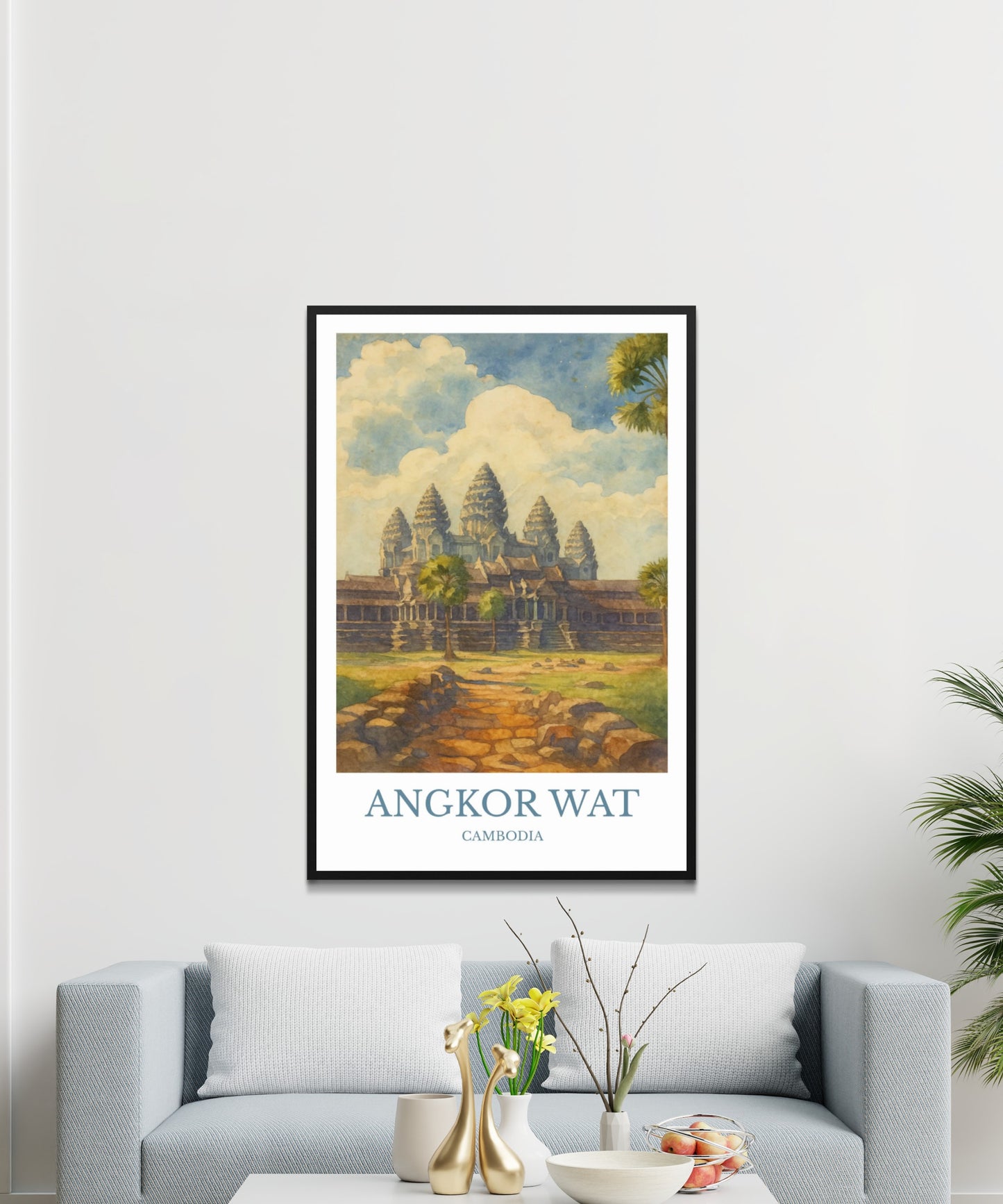 Angkor Wat, Watercolor design poster, Cambodia Print, Angkor Wat Wall Art