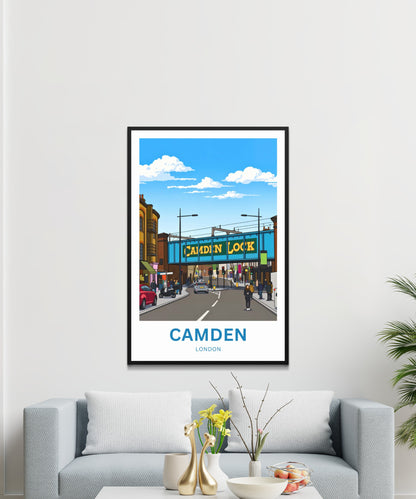 Camden Lock Travel Poster - Charming Street