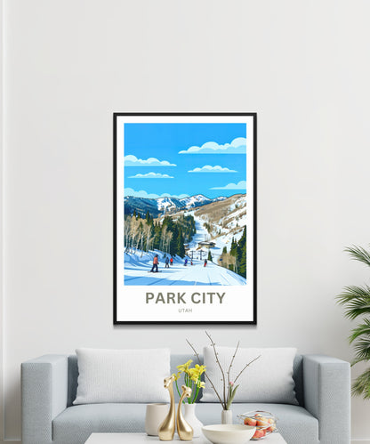 Park City Travel Poster - Fun Skiing