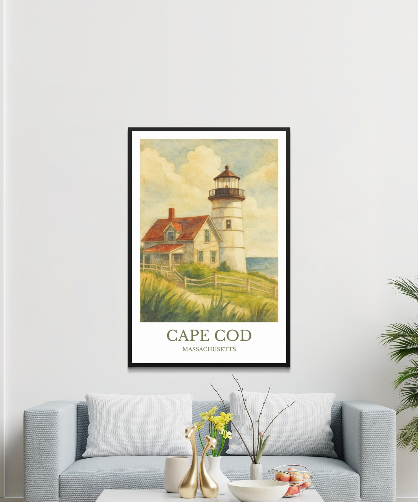 Cape Cod, Watercolor design poster, Massachusetts Print, Cape Cod Wall Art