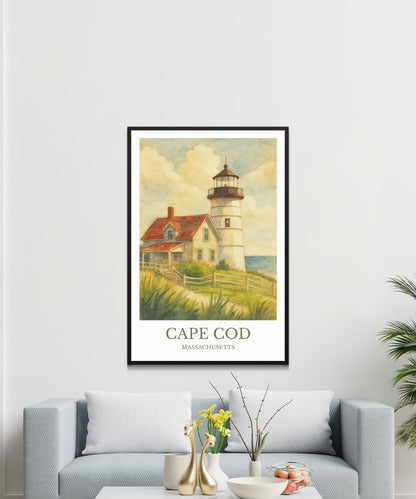 Cape Cod, Watercolor design poster, Massachusetts Print, Cape Cod Wall Art