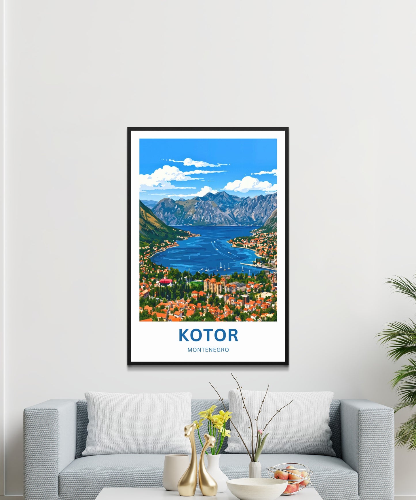 Kotor Travel Poster -   Montenegro Aerial Town View