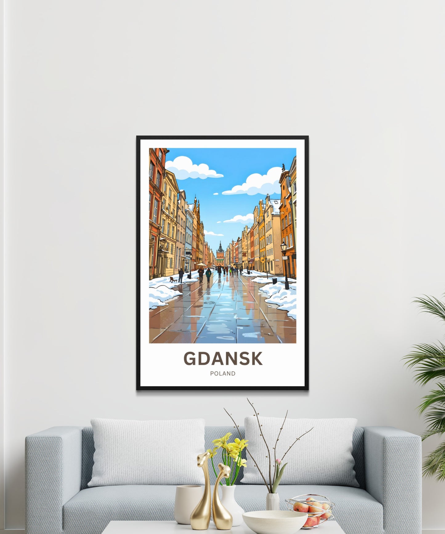 Gdańsk  Travel Poster - Long Winter Street Wanderings
