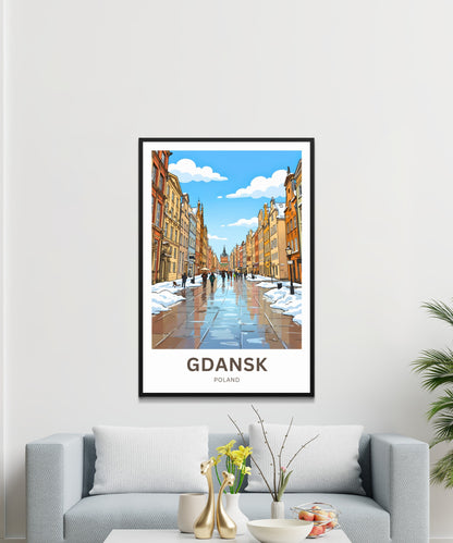 Gdańsk  Travel Poster - Long Winter Street Wanderings