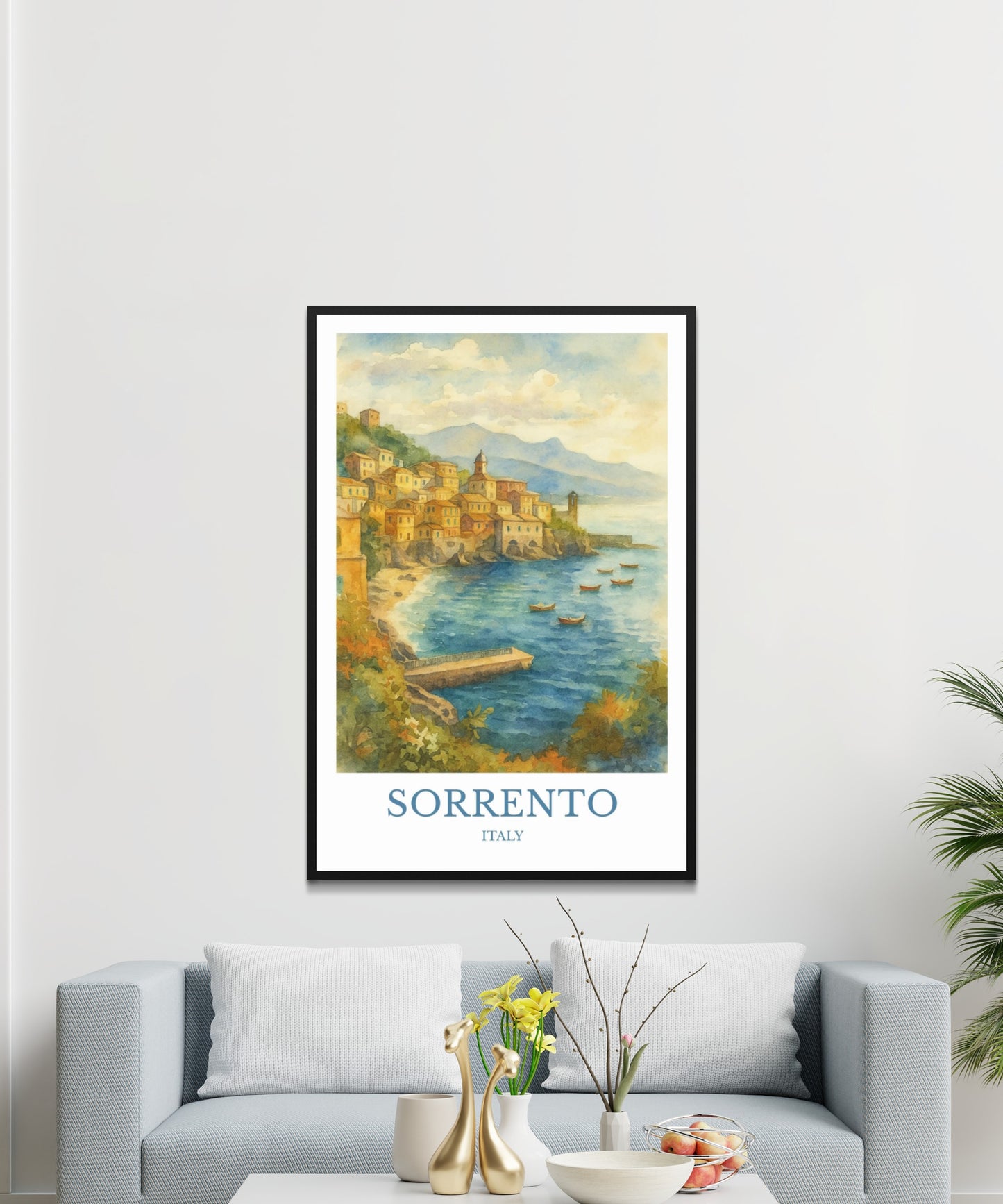 Sorrento, Watercolor design poster, Italy Print, Sorrento Wall Art
