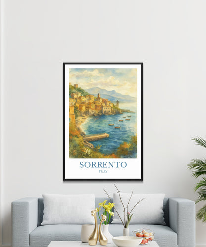 Sorrento, Watercolor design poster, Italy Print, Sorrento Wall Art