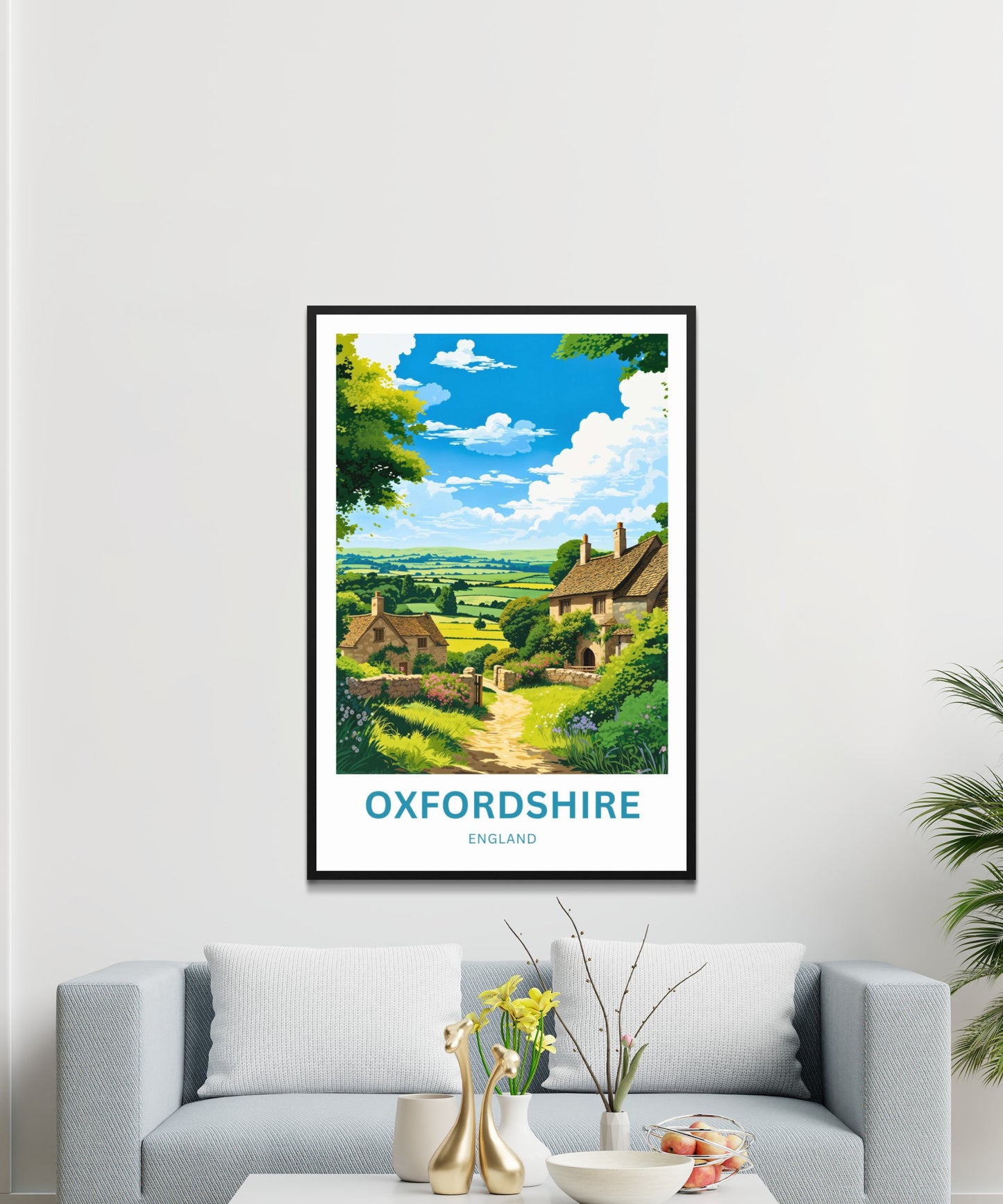 Oxfordshire Travel Poster - Charming Village View