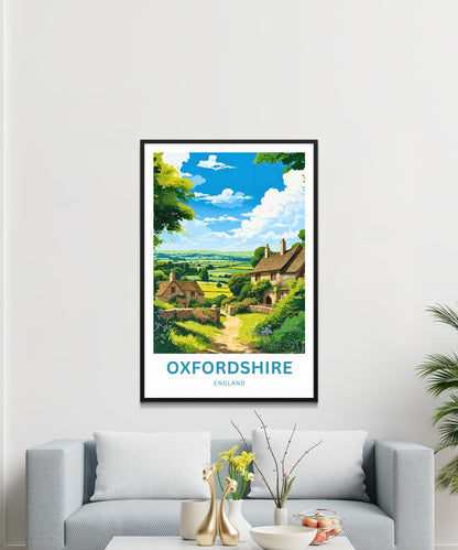 Oxfordshire Travel Poster - Charming Village View