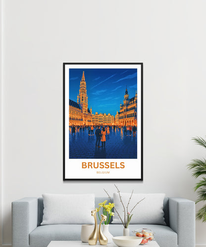 Brussels Travel Poster - Golden Hour in Brussels