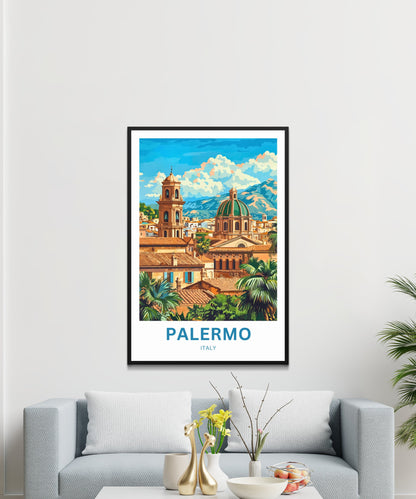 Palermo Travel Poster- Mediterranean Mosaic