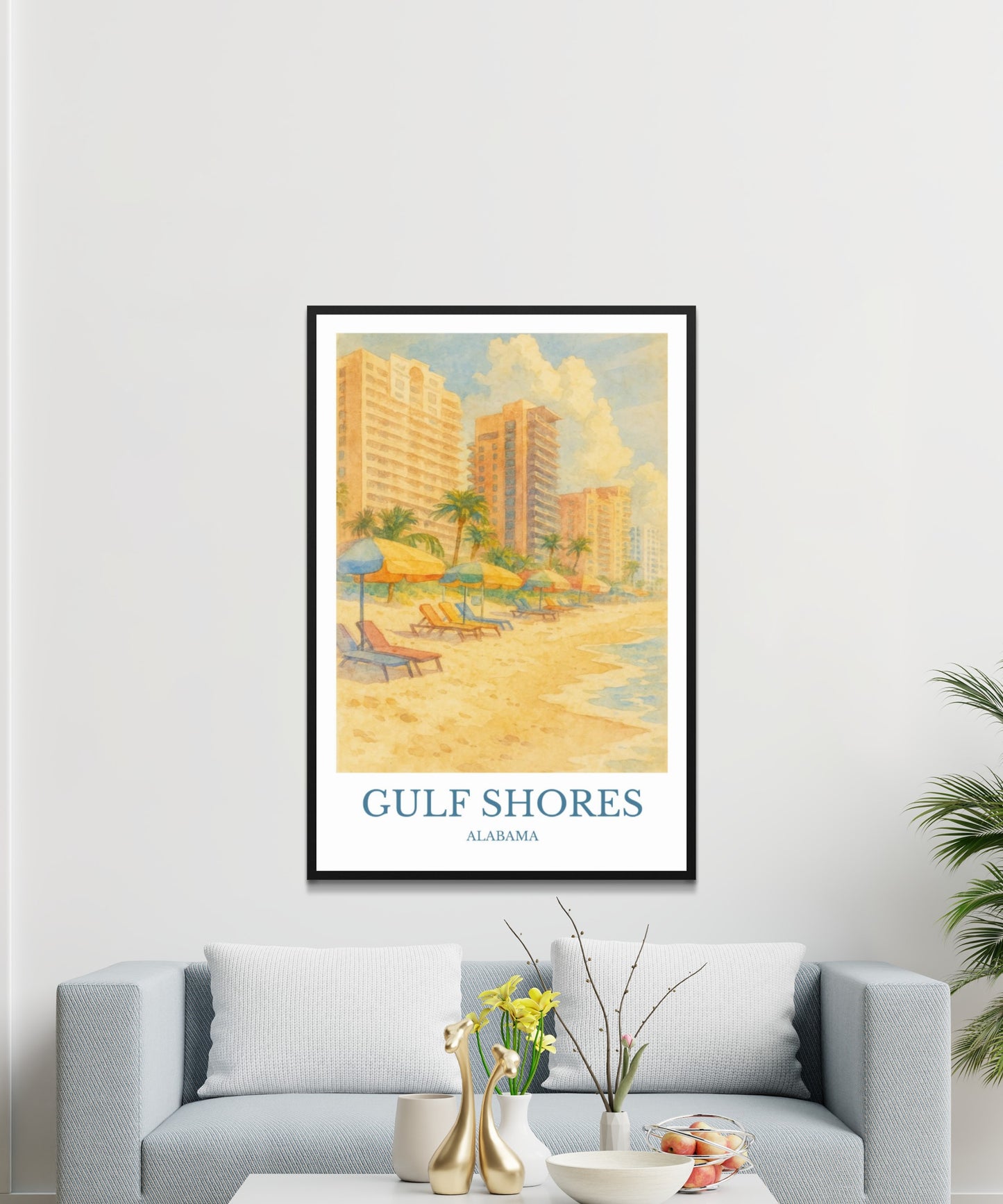 Gulf Shores, Watercolor design poster, Alabama Print, Gulf Shores Wall Art