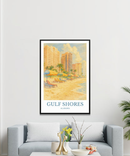 Gulf Shores, Watercolor design poster, Alabama Print, Gulf Shores Wall Art