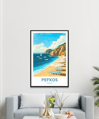 Pefkos Travel Poster - Relaxing Beach View