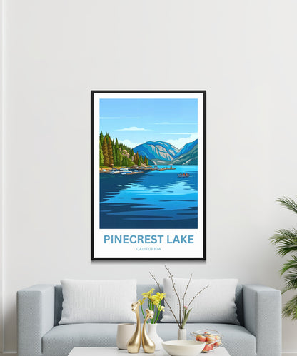 Pinecrest Lake Travel Poster - Alpine Blue Escape