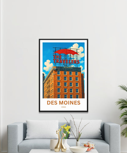 Des Moines Travel Poster - Iconic Landmark Sign