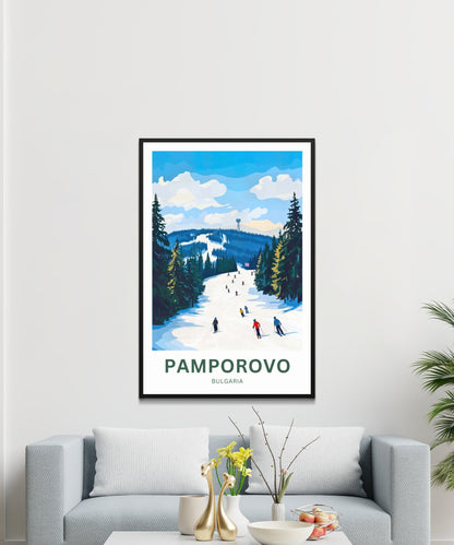 Pamporovo Ski Travel Poster - Bulgaria  Winter Playground
