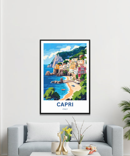 Capri Travel Poster - Discover Italy Timeless Mediterranean Magic