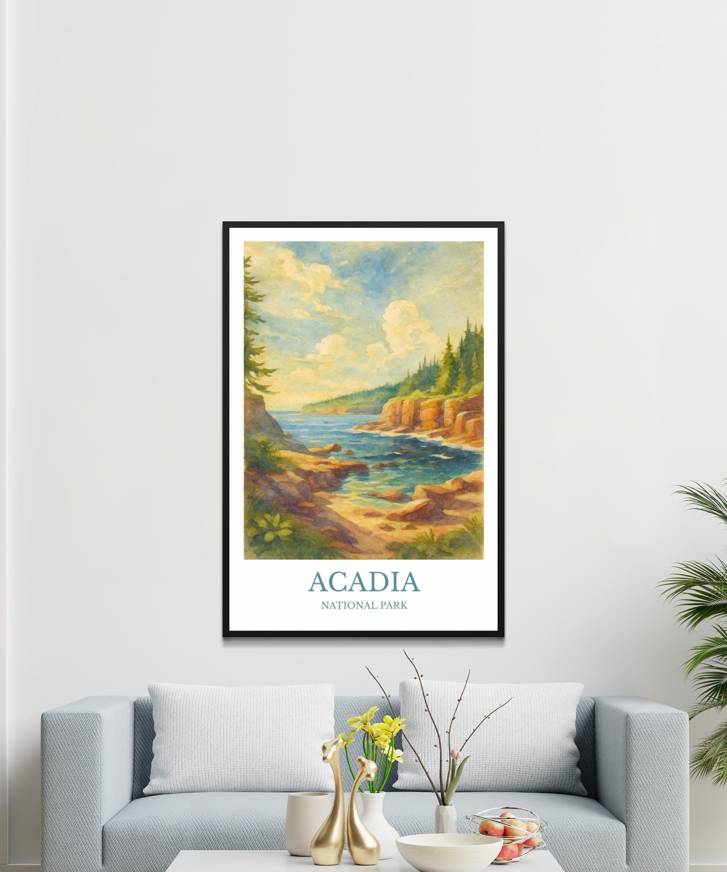 Acadia, Watercolor design poster, National Park Print, Acadia Wall Art