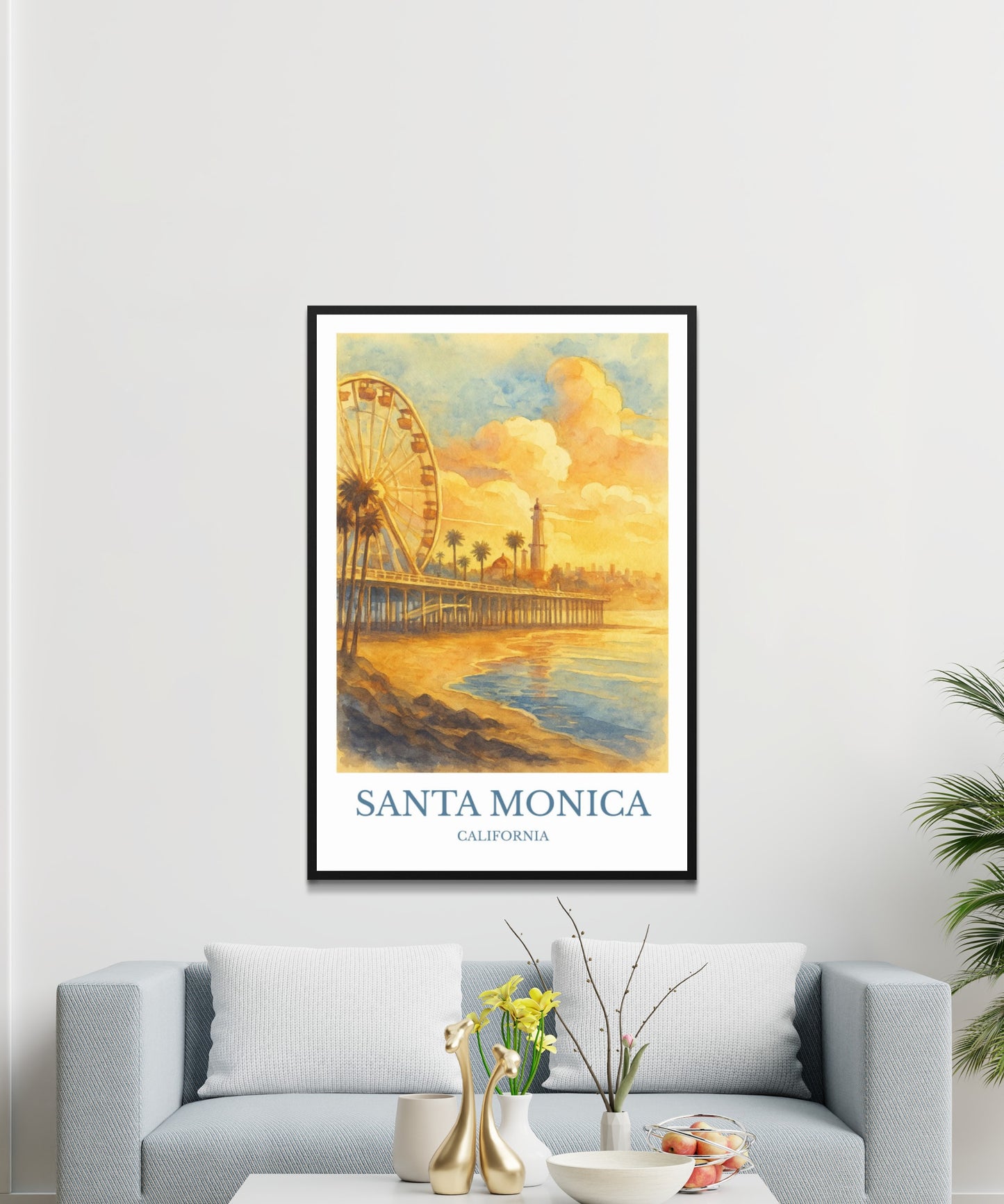 Santa Monica, Watercolor design poster, California Print, Santa Monica Wall Art