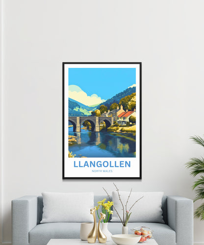 Llangollen Travel Poster - Crossing the Historic Dee