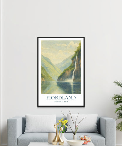 Fiordland, Watercolor design poster, New Zealand Print, Fiordland Wall Art