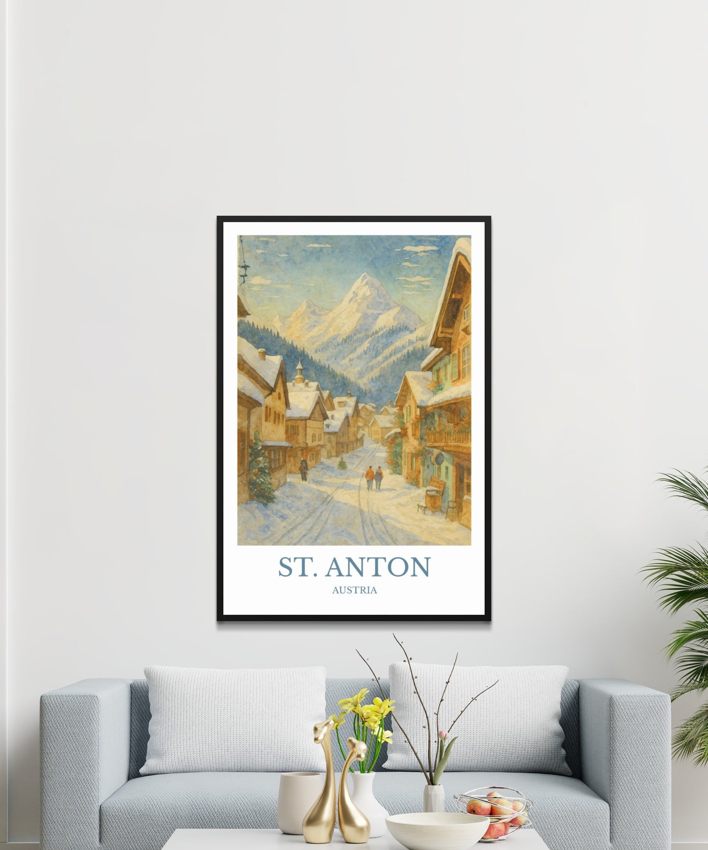 St. Anton, Watercolor design poster, Austria Print, St. Anton Wall Art