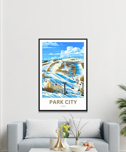 Park City Travel Poster - Mountain Fun Ski Slopes