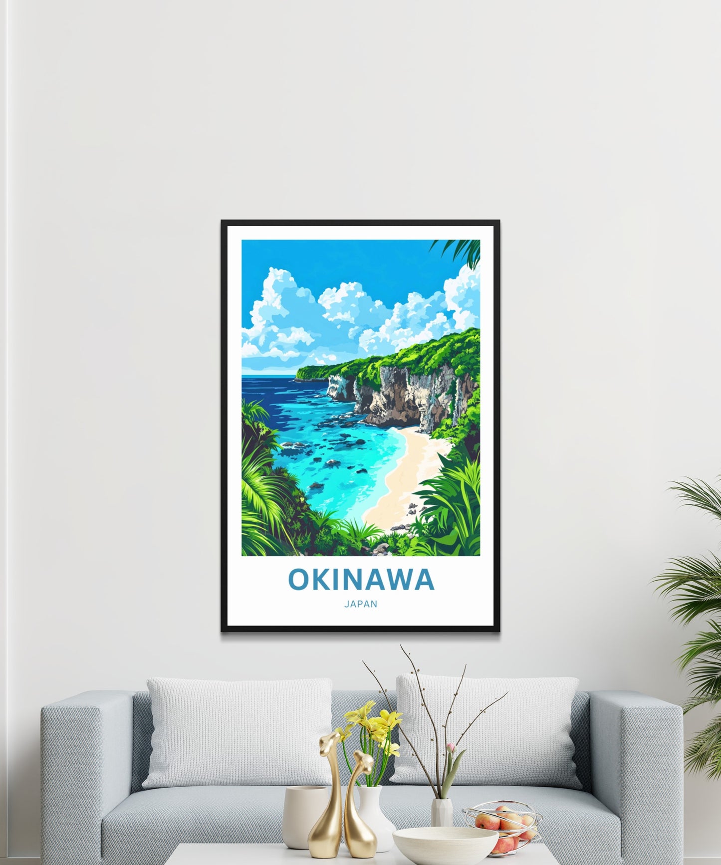 Okinawa Beach Travel Poster  - Japan Stunning Cliff