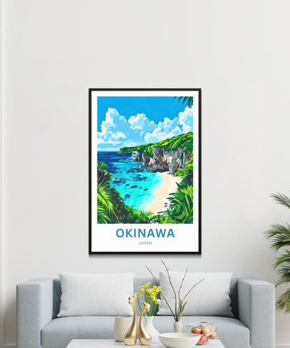 Okinawa Beach Travel Poster  - Japan Stunning Cliff