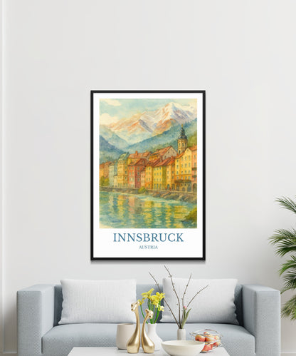 Innsbruck, Watercolor design poster, Austria Print, Innsbruck Wall Art