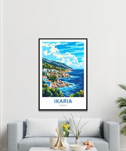 Ikaria Beach Travel Poster  - Waves & Wonders