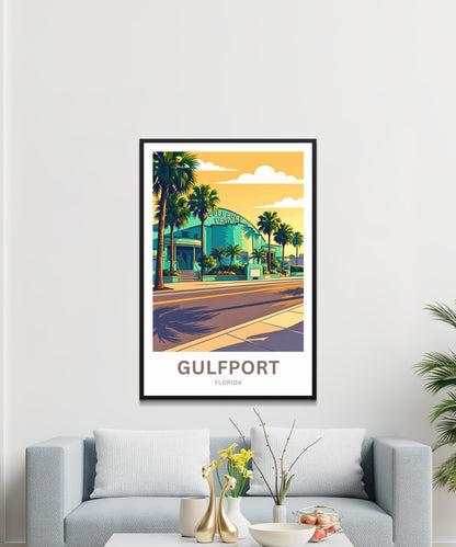 Gulfport, Florida Travel Poster - Casino Sunset