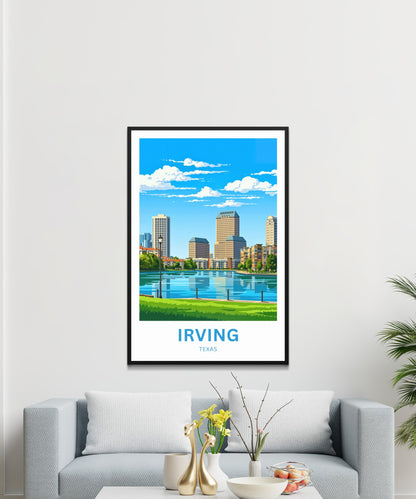 Las Colinas Irving, Texas Travel Poster - Beautiful Day View