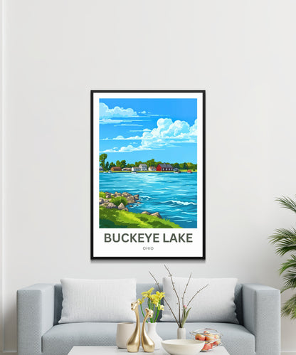 Buckeye Lake Travel Poster -  Lakefront Tranquility