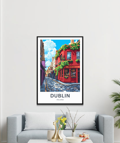 Dublin Travel Poster- Cobbled Charms of Temple Bar