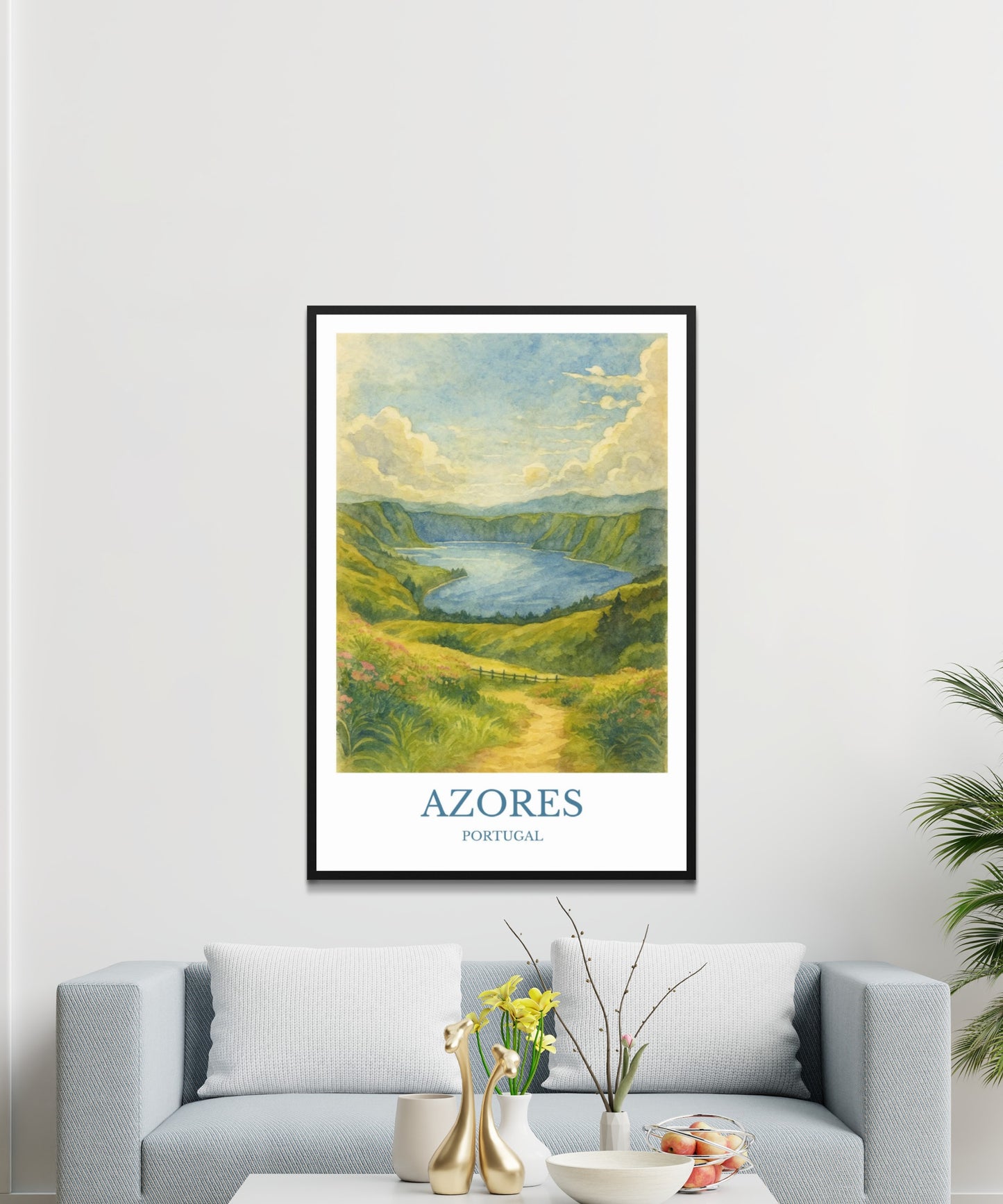 Azores, Watercolor design poster, Portugal Print, Azores Wall Art