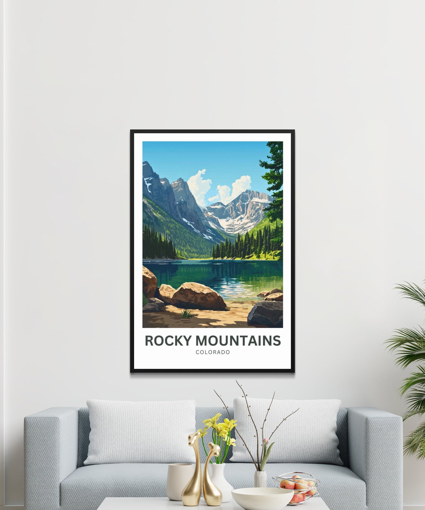 Rocky Mountains Travel Poster - Majestic Peaks and Nature Wall Art