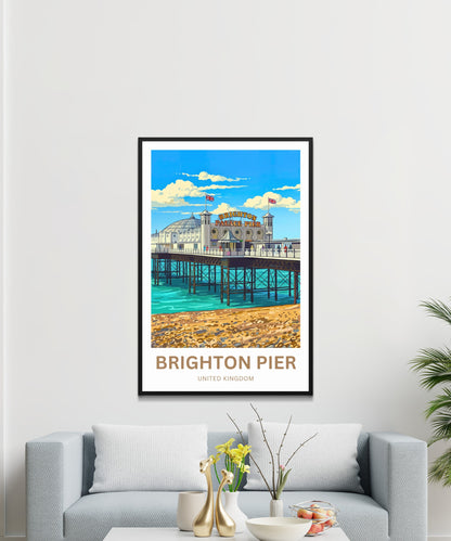 Brighton Pier Travel Poster - Coastal Carnival