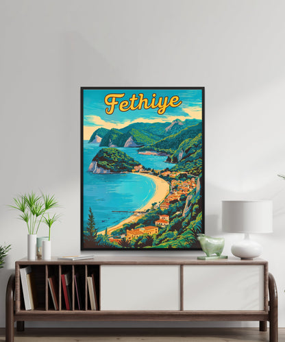 Fethiye Vintage Travel Poster - Captivating Turkey Coast View