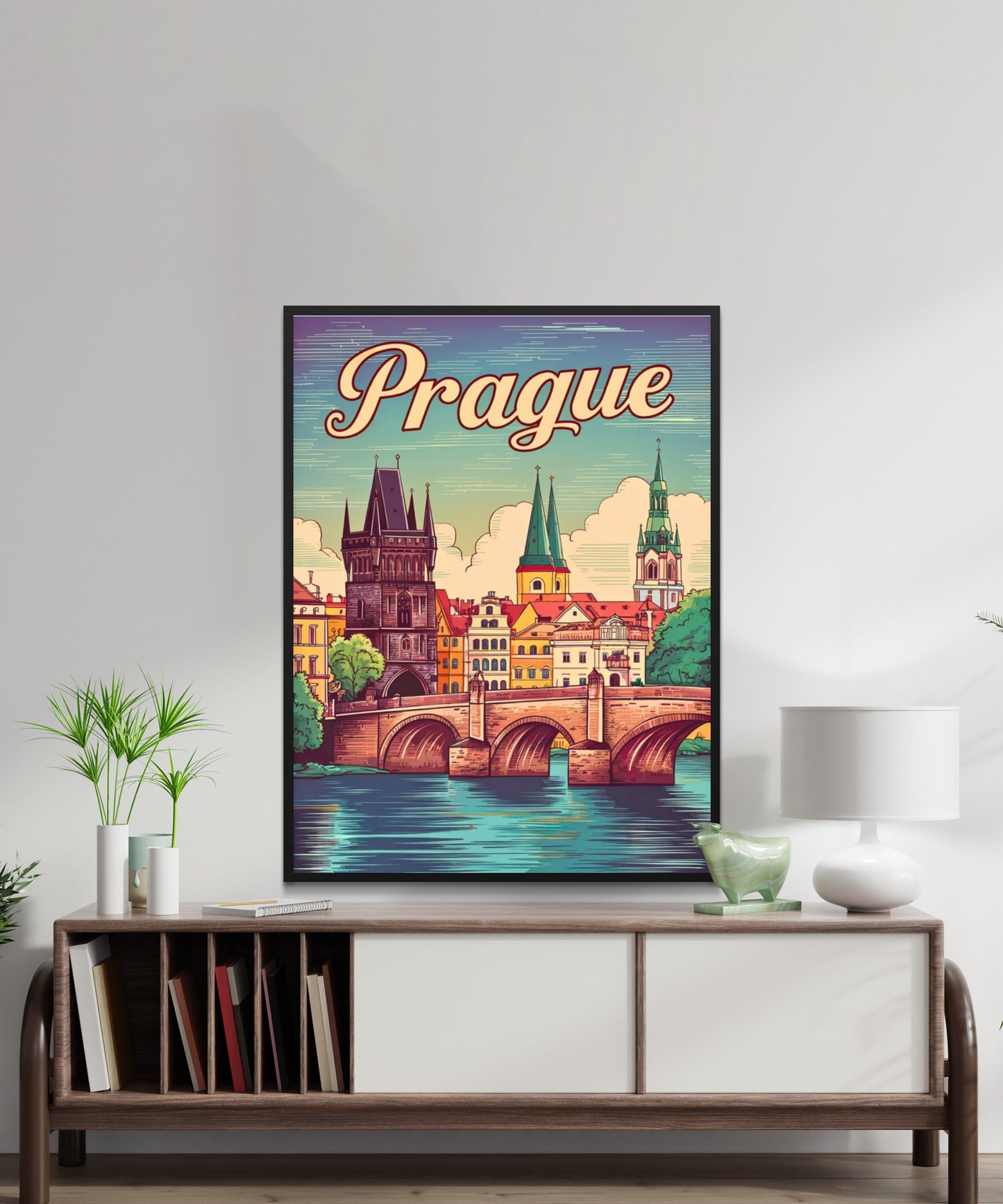Prague Vintage Travel Poster - The City of a Hundred Spires