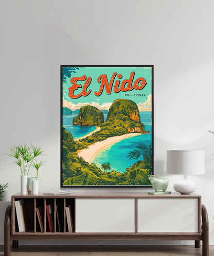 El Nido Vintage Travel Poster - Mountain Views