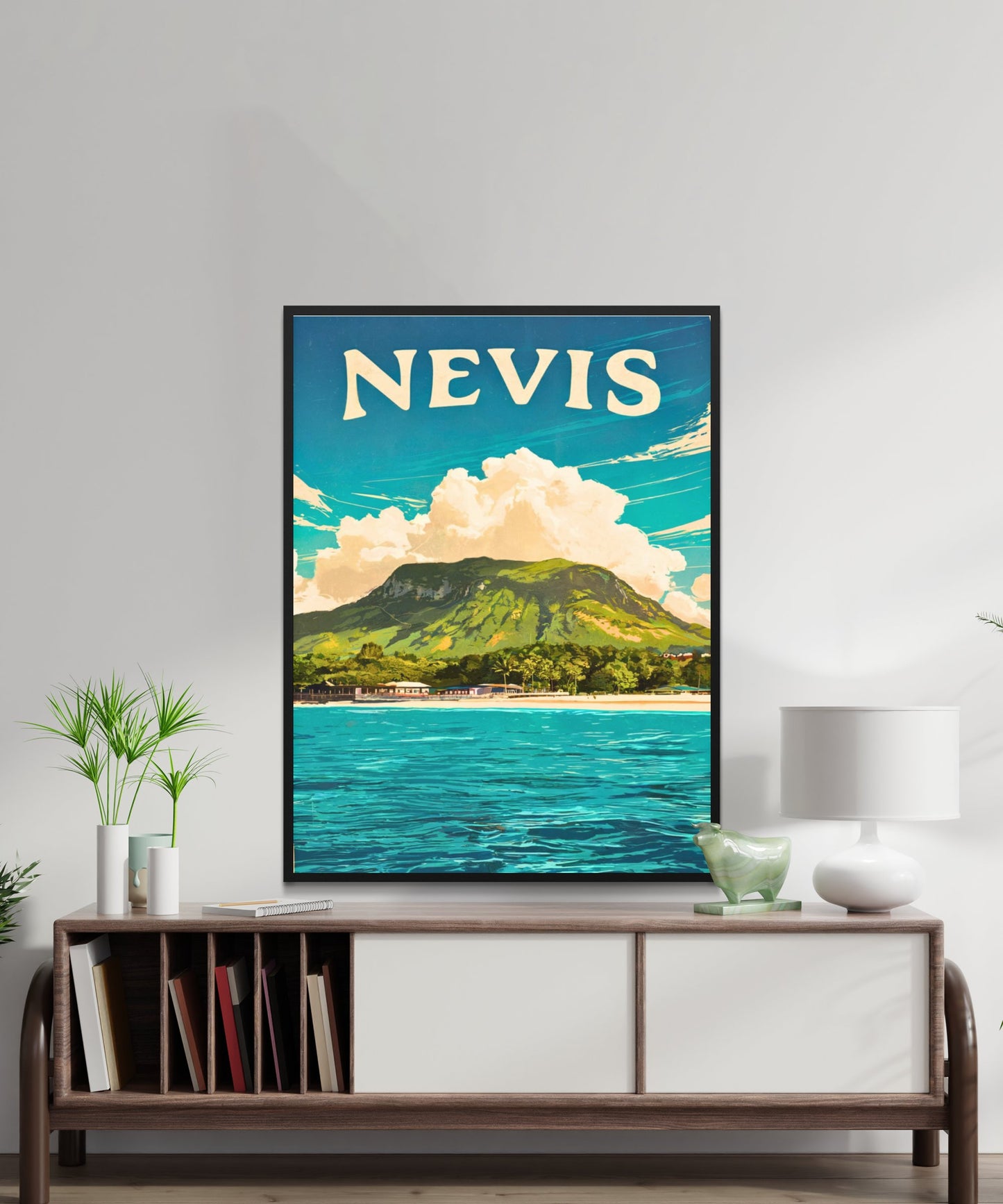 Nevis Vintage Travel Poster - Captivating Island life in Caribbean