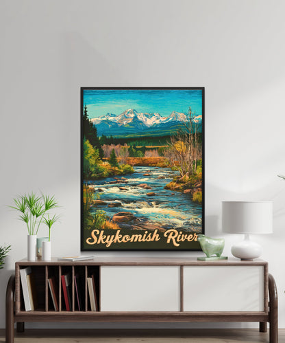 Skykomish River Vintage Travel Poster - Captivating River and Forest in Washington