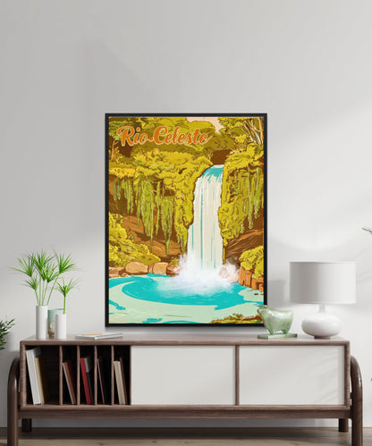 Rio Celeteste Vintage Travel Poster - Costa Rica’s Hidden Blue Paradise