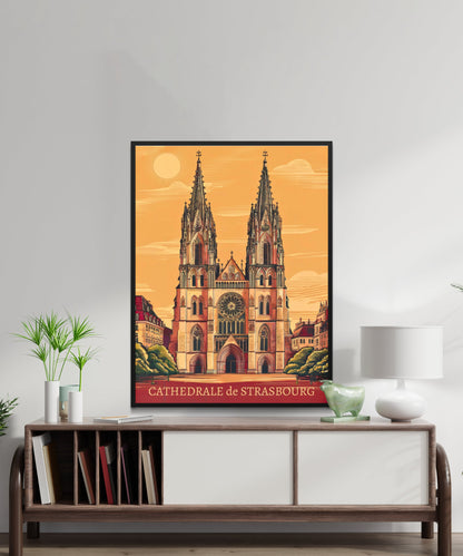 Strasbourg Cathedral Vintage Travel Poster