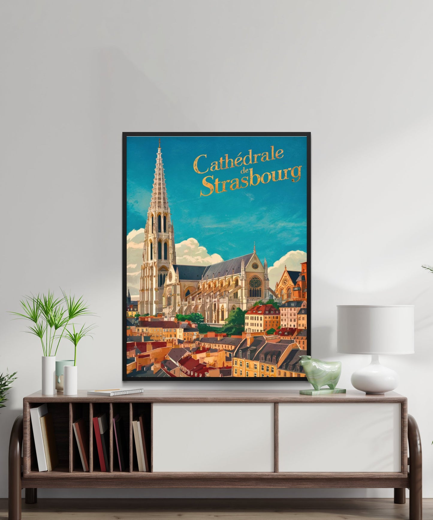 Strasbourg Cathedral Vintage Travel Poster - Masterpiece in Northeastern France