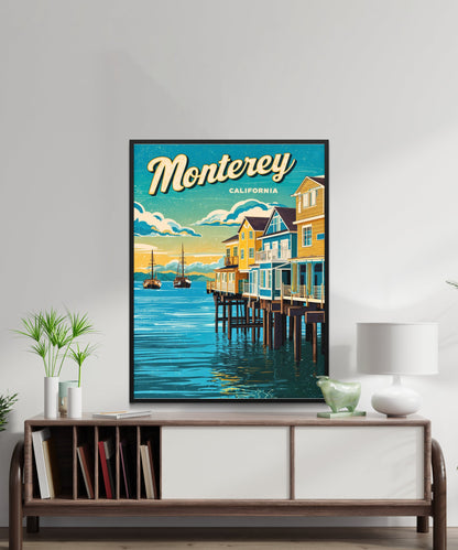 Monterey Vintage Travel Poster - California Charming Seaside Homes