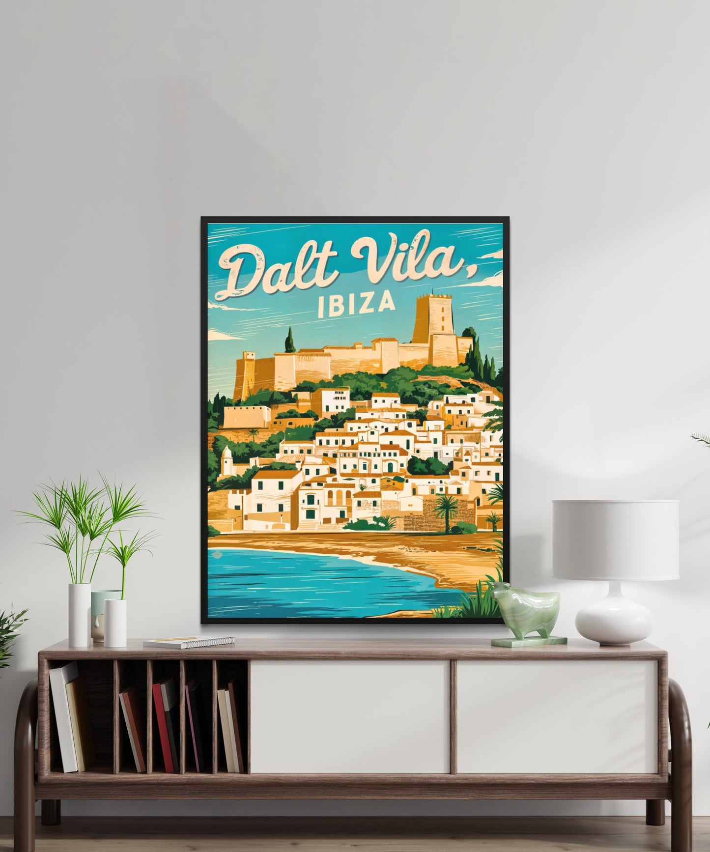 Dalt Vila Vintage Travel Poster - Historic Landmark of Ibiza