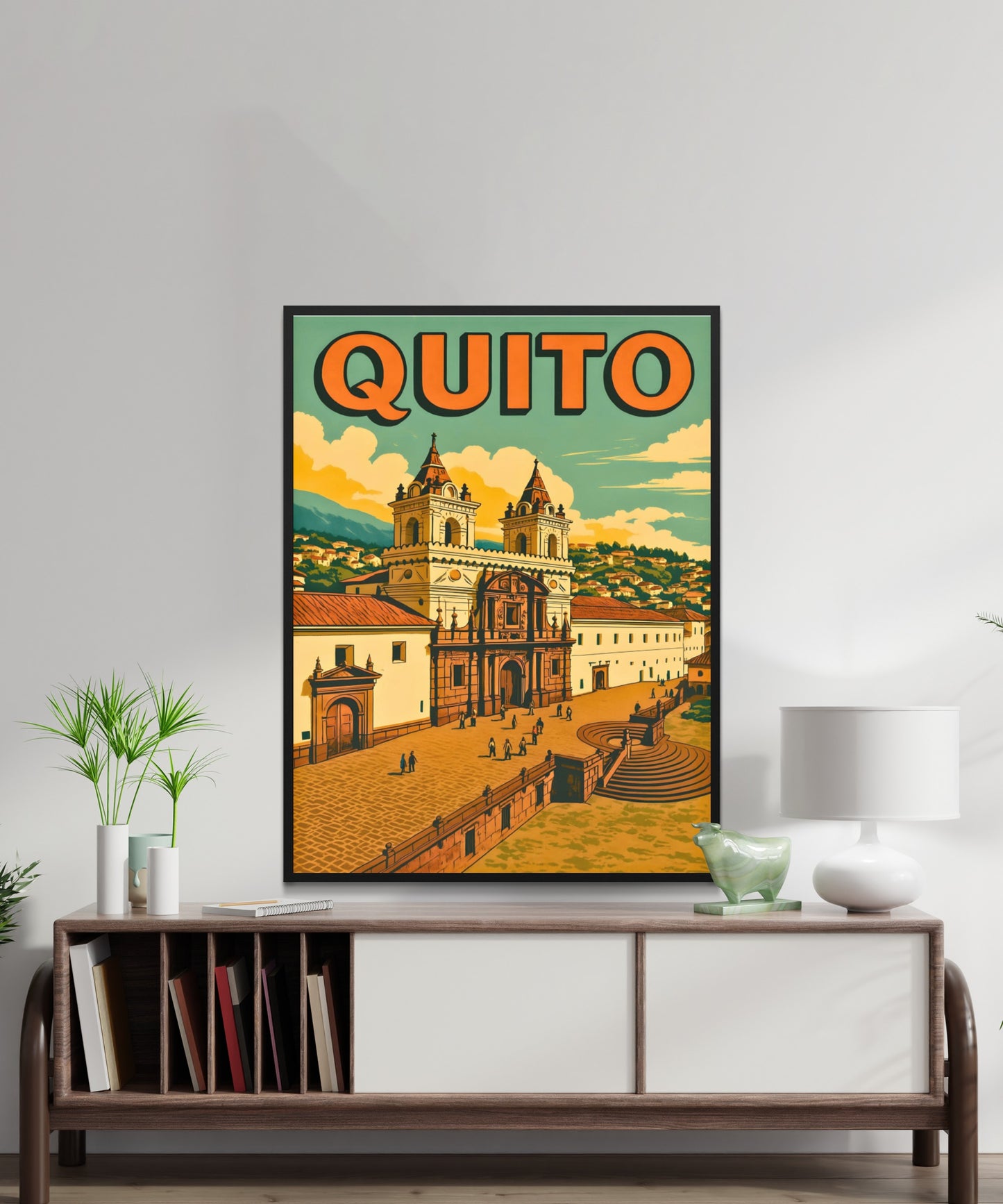 Quito Vintage Travel Poster - Historic Quito – Plaza San Francisco